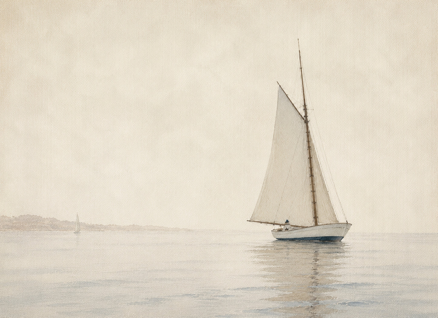 Quiet Waters II — Sailboat Mounted Art Print