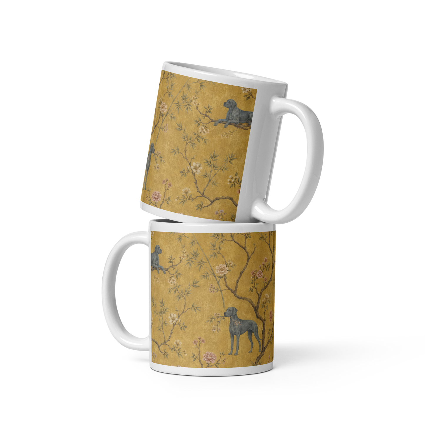 Great Dane Chinoiserie Mug – Antique Gold Botanical Dog Lover Cup