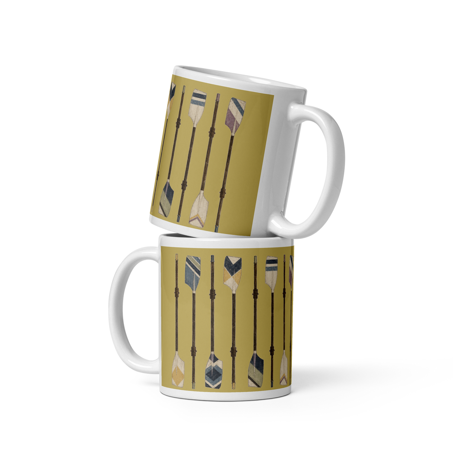 Vintage Rowing Oars Mug | Old Gold British River Club Gift