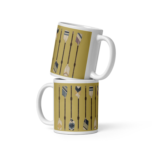 Vintage Rowing Oars Mug | Old Gold British River Club Gift