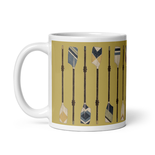 Vintage Rowing Oars Mug | Old Gold British River Club Gift