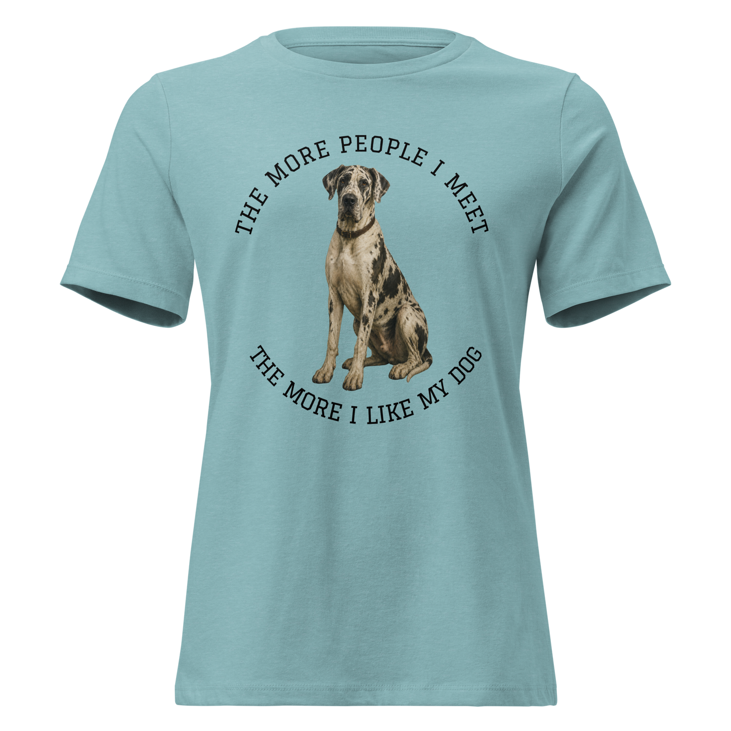 The More People I Meet Women’s Dog T-Shirt, Vintage Dog Lover Tee, Harlequin Great Dane
