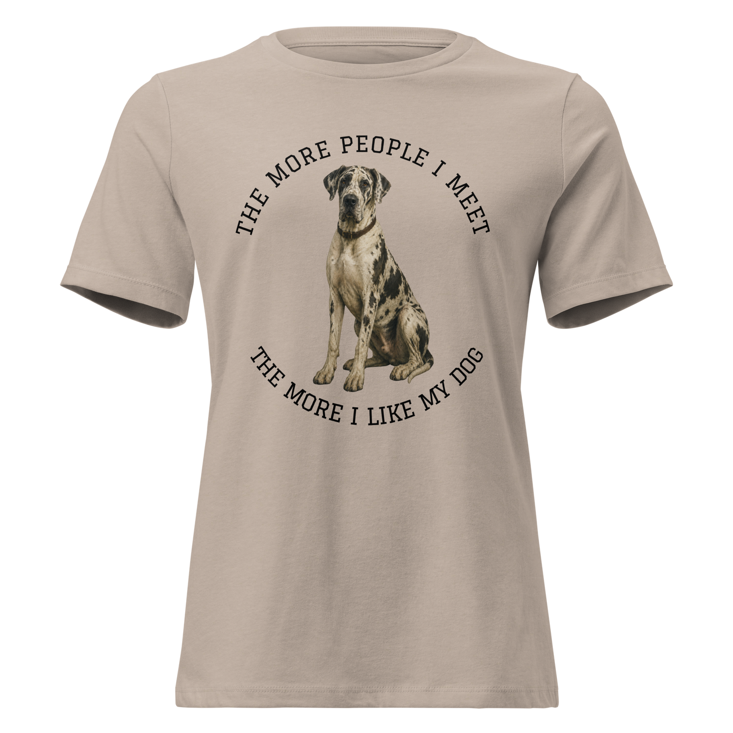 The More People I Meet Women’s Dog T-Shirt, Vintage Dog Lover Tee, Harlequin Great Dane