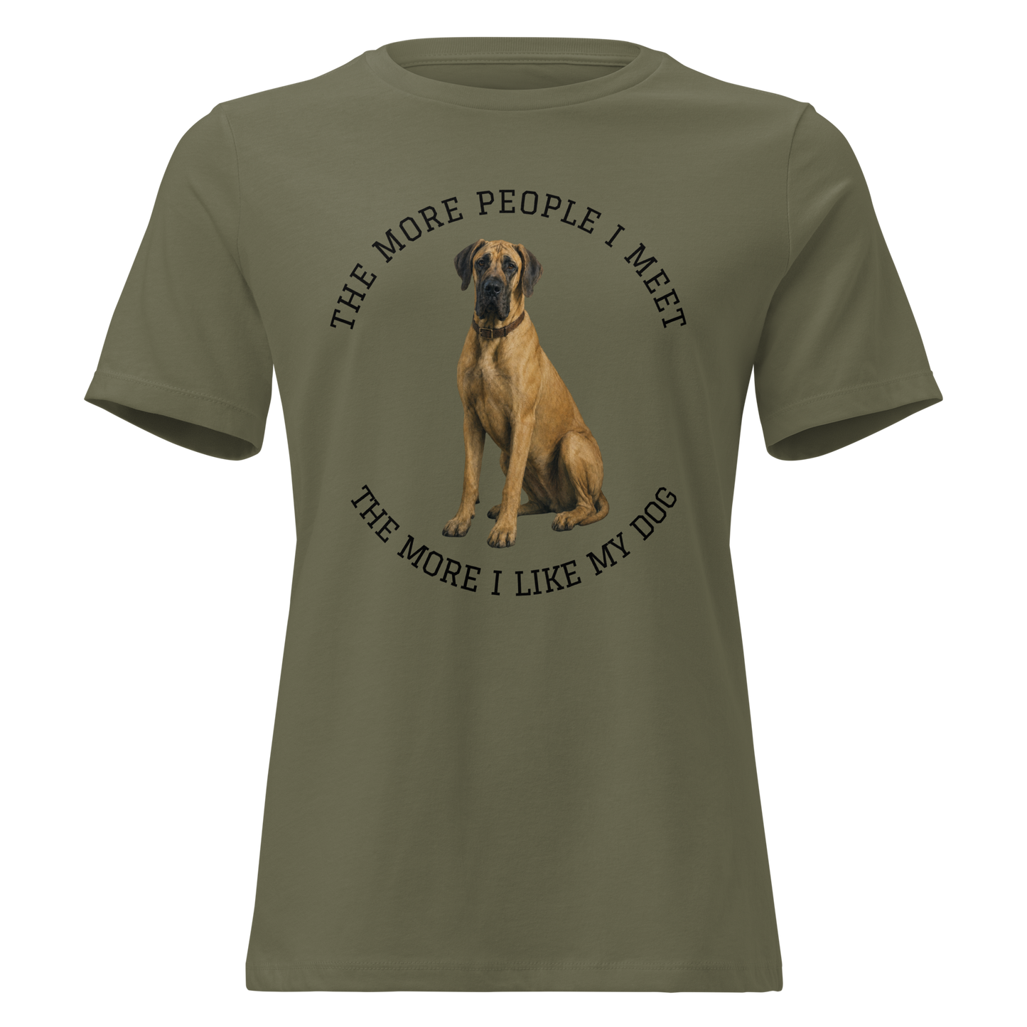 The More People I Meet Women’s Dog T-Shirt, Vintage Dog Lover Tee, Fawn Great Dane
