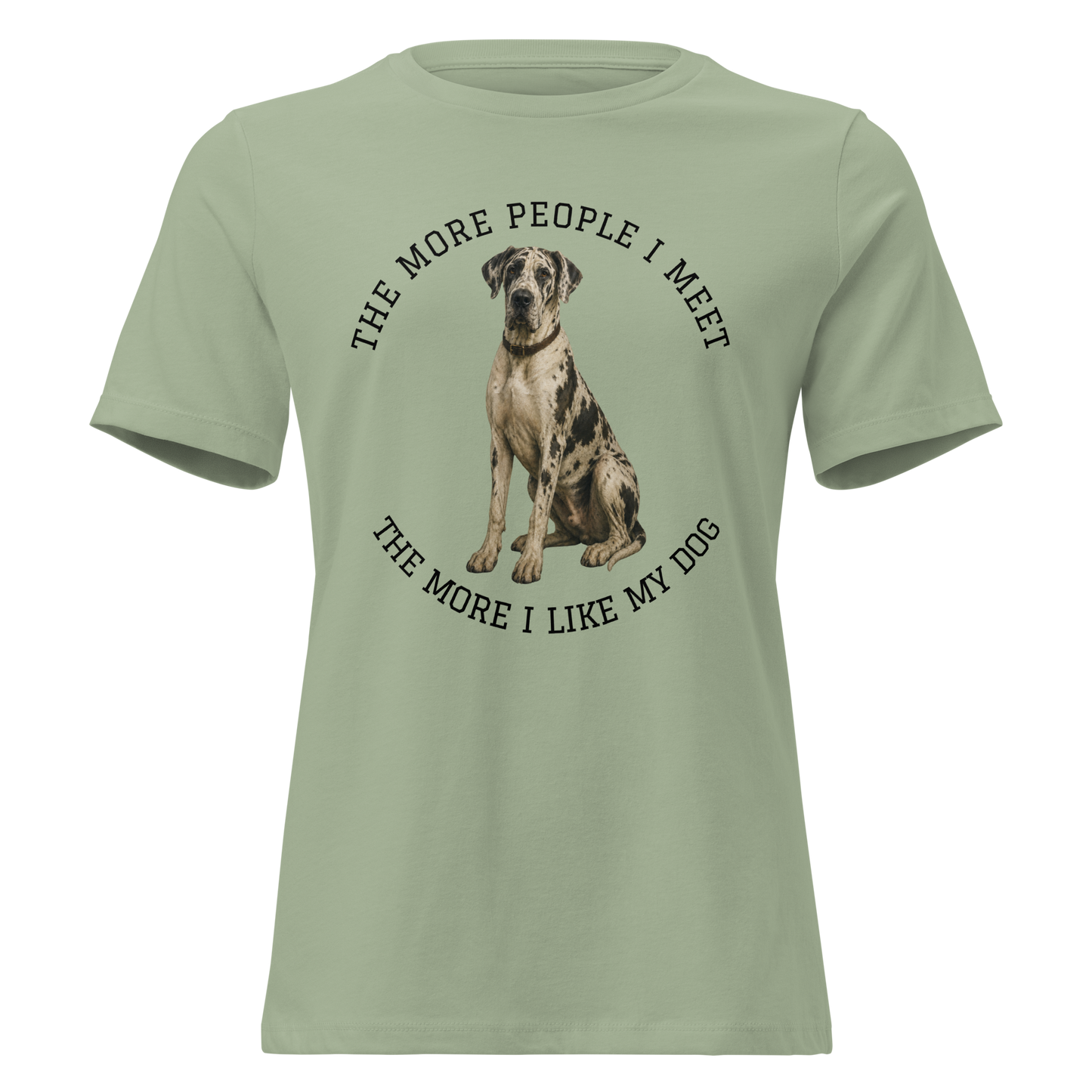 The More People I Meet Women’s Dog T-Shirt, Vintage Dog Lover Tee, Harlequin Great Dane